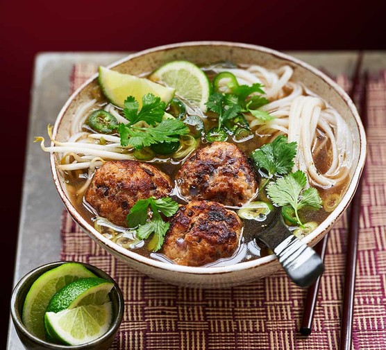 Healthy meatball & noodle soup recipe 