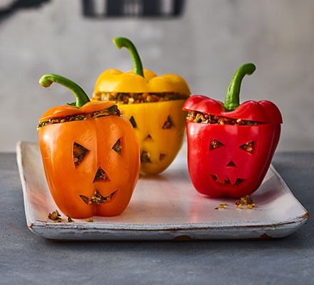 Healthy Halloween stuffed peppers recipe 