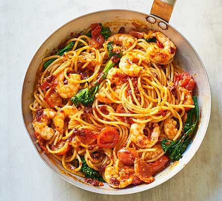 Prawn & harissa spaghetti recipe 