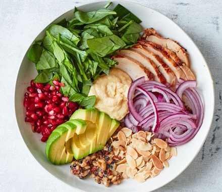 Quick chicken hummus bowl recipe