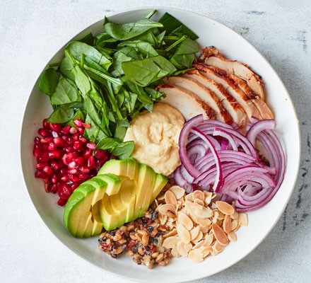 Quick chicken hummus bowl recipe 