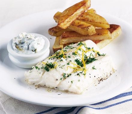Healthy fish & chips with tartare sauce recipe