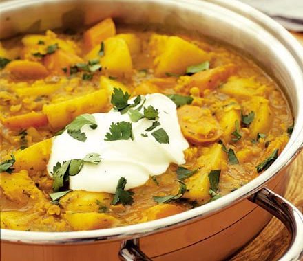 Spicy root & lentil casserole recipe