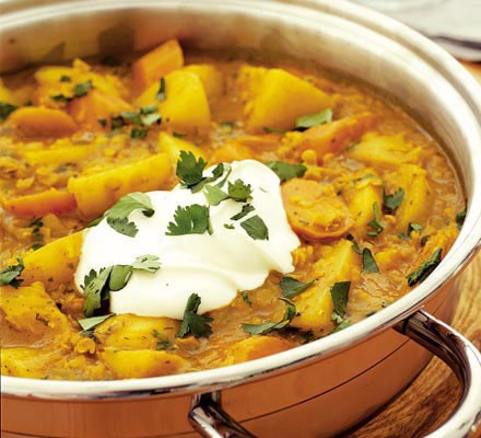 Spicy root & lentil casserole recipe 