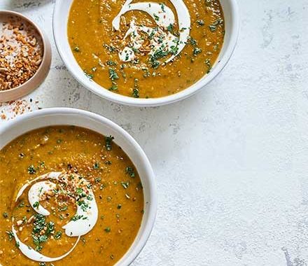 Spiced lentil & butternut squash soup recipe