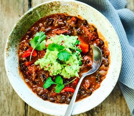 Mexican bean soup with guacamole recipe