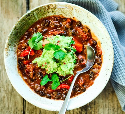 Mexican bean soup with guacamole recipe 