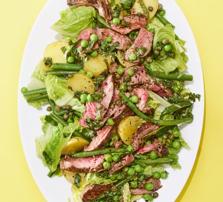 Seared beef salad with capers & mint recipe 