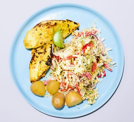 Smashed chicken with corn slaw recipe 