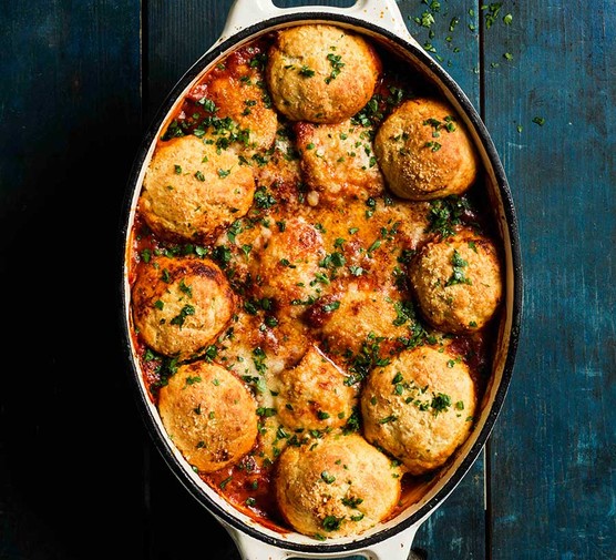 Chicken arrabbiata stew & parmesan dumplings recipe 