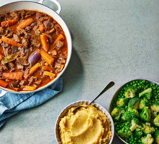One-pan beef stew with vegetable mash recipe 