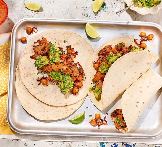 Smoky vegan ‘chicken’ & chickpea wraps recipe 