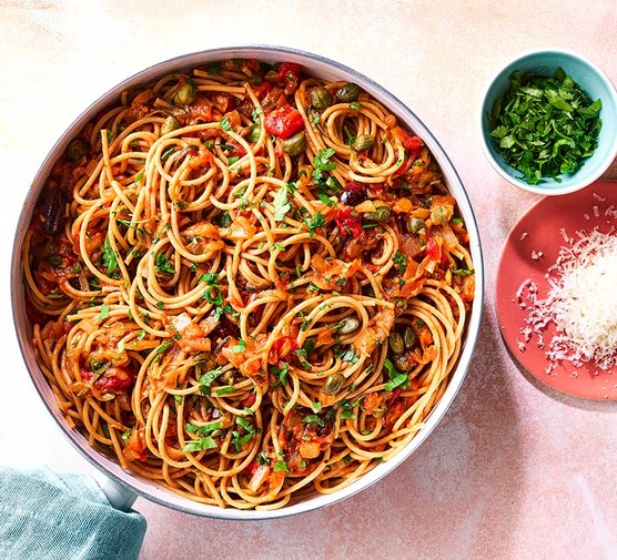 Veggie spaghetti puttanesca recipe 