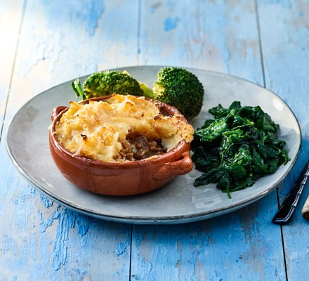 Balsamic lentil pies with vegetable mash recipe 