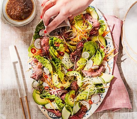 BBQ rainbow beef salad recipe