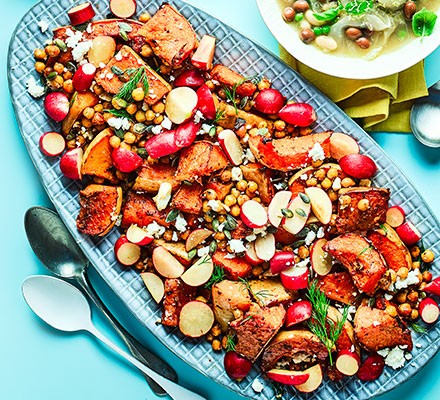 Butternut, chickpea, feta & pickled radish salad recipe 