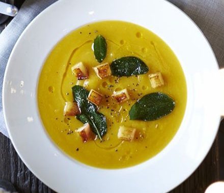 Butternut soup with crispy sage & apple croutons recipe