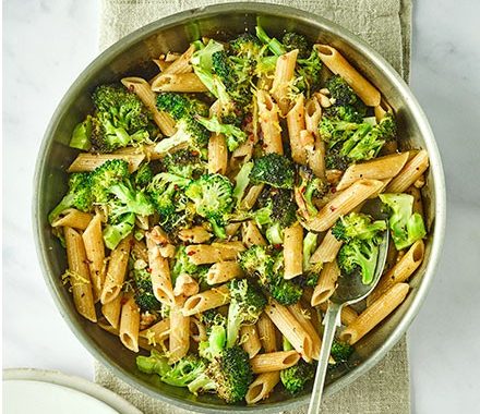 Charred broccoli, lemon & walnut pasta recipe