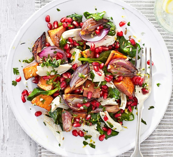Roast chicken with sweet potato gremolata salad recipe 