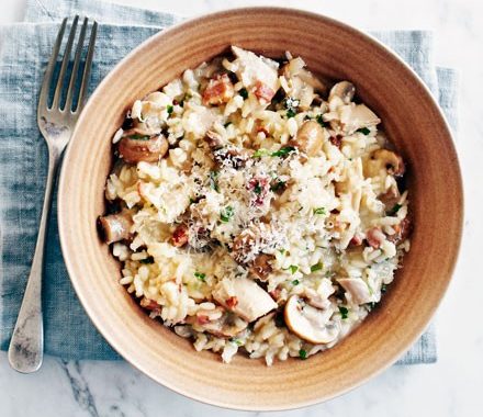 Chicken bacon and mushroom risotto
