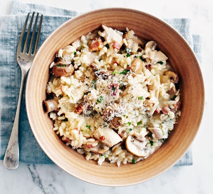 Chicken bacon and mushroom risotto 