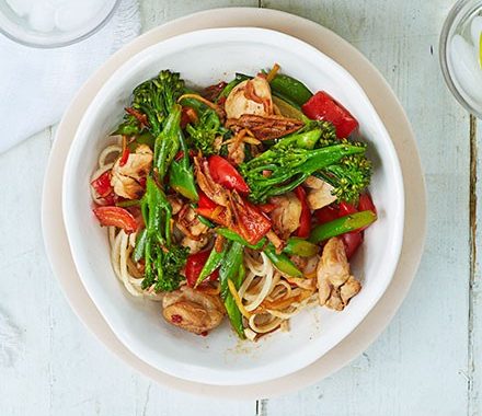 Chilli chicken with peanut noodles recipe