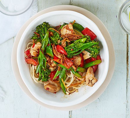 Chilli chicken with peanut noodles recipe 