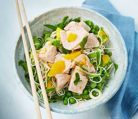 Fresh salmon with Thai noodle salad recipe
