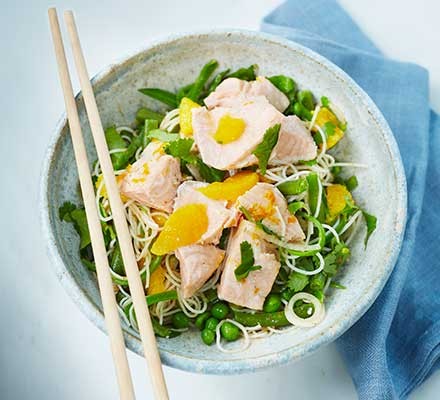 Fresh salmon with Thai noodle salad recipe 