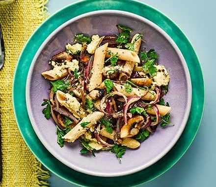 Garlicky mushroom penne recipe