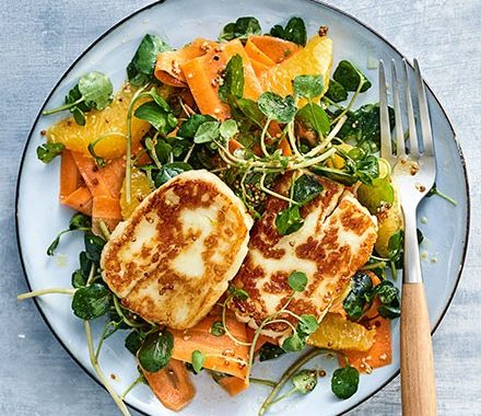 Halloumi, carrot & orange salad recipe