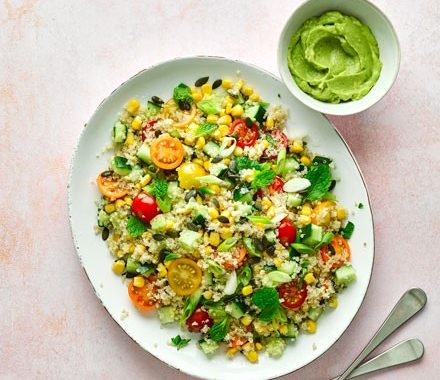 Quinoa salad with avocado mayo recipe