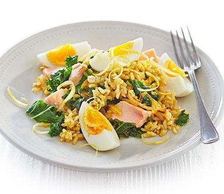 Kale & salmon kedgeree recipe