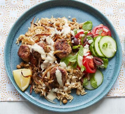 Lebanese-style meatballs with mujadara recipe 