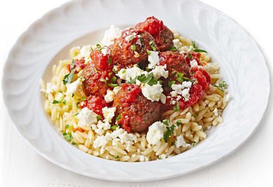 Lentil kofta with orzo & feta recipe