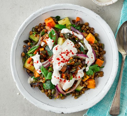 Lentil salad with tahini dressing recipe 