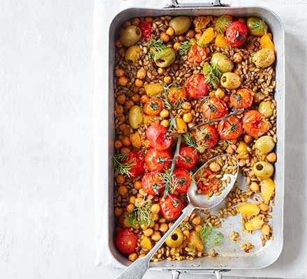 Moroccan freekeh traybake recipe 