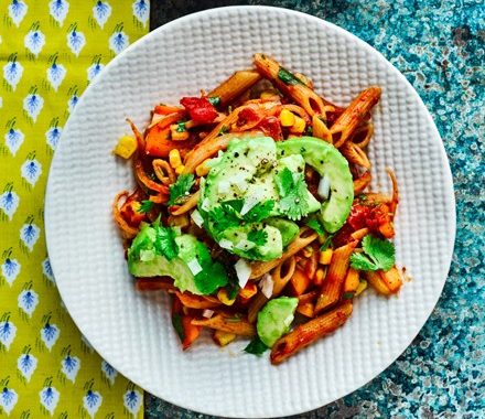 Tomato penne with avocado recipe
