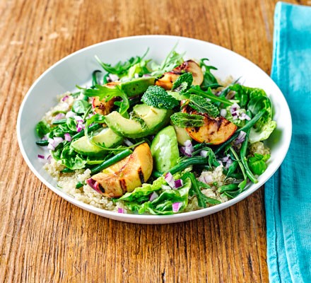 Mint & basil griddled peach salad recipe 