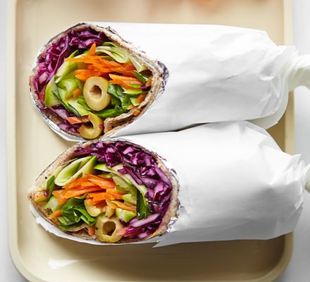 Veggie olive wraps with mustard vinaigrette recipe 