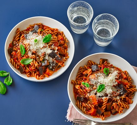Pasta arrabbiata with aubergine recipe 