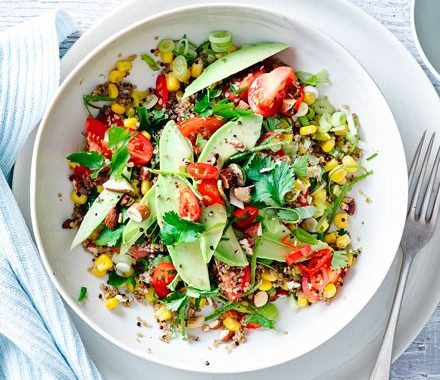 Peruvian toasted sweetcorn, avocado & quinoa salad recipe