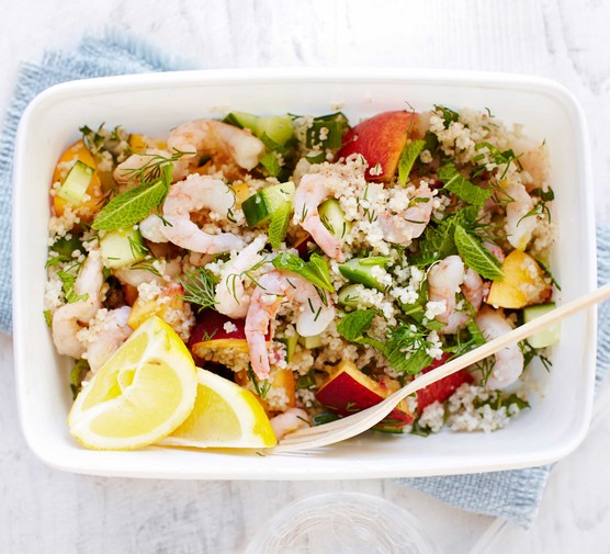 Barley couscous & prawn tabbouleh recipe 
