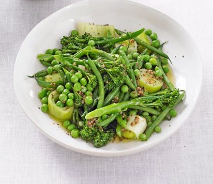 Honey-mustard steamed green medley recipe