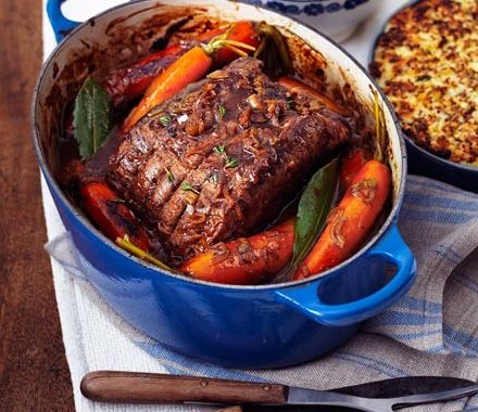 Pot-roast beef with French onion gravy recipe