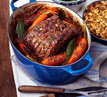 Pot-roast beef with French onion gravy recipe 