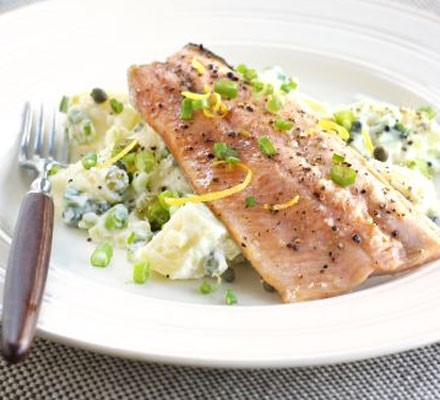 Trout with creamy potato salad recipe 
