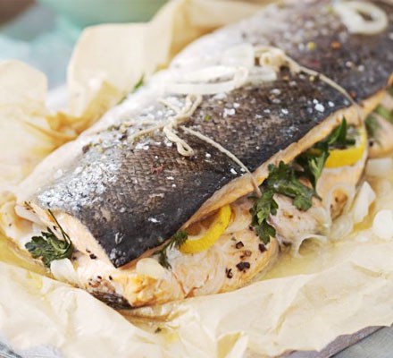 Whole roasted salmon 