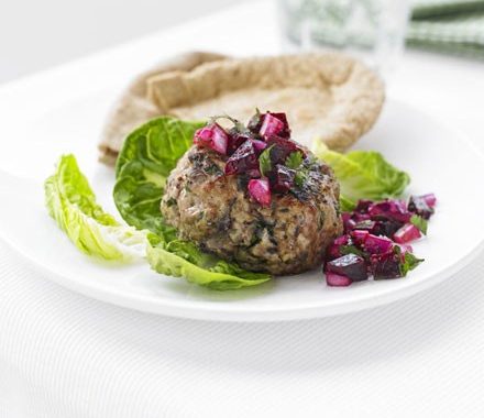 Turkey burgers with beetroot relish recipe