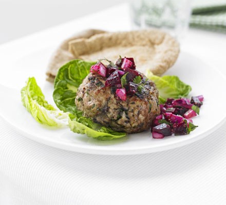 Turkey burgers with beetroot relish recipe 